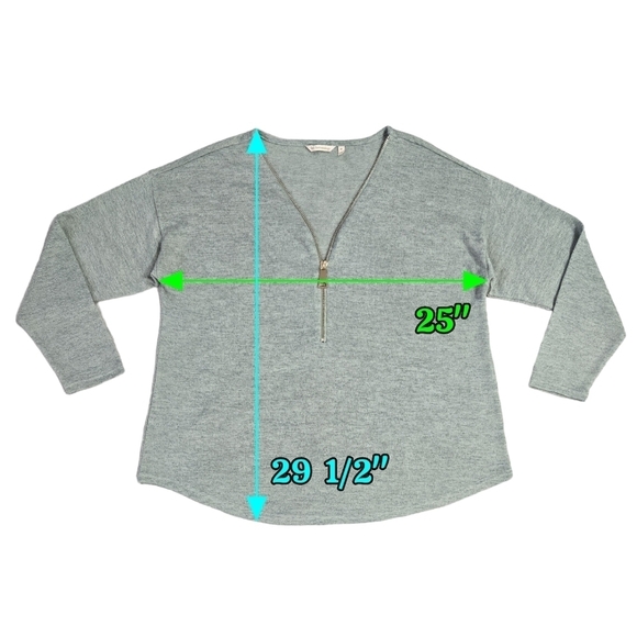 Soft Surroundings Valentina Pale Green Dusty Sage V-Neck Zip Sweater Slub Jersey - Picture 4 of 10